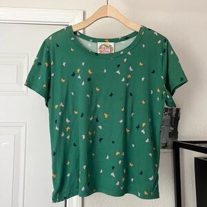HALEY SOLAR green‎ cotton blend soft butterfly cropped boxy short sleeve tee